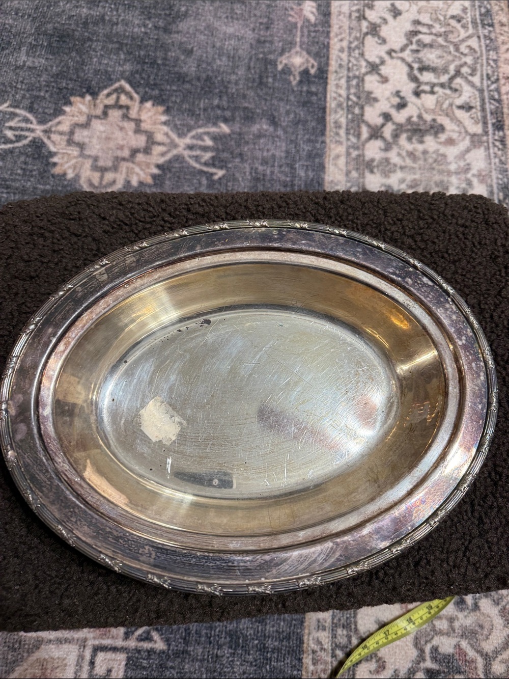 Silver-Tone Oval Serving Platter - Unbranded